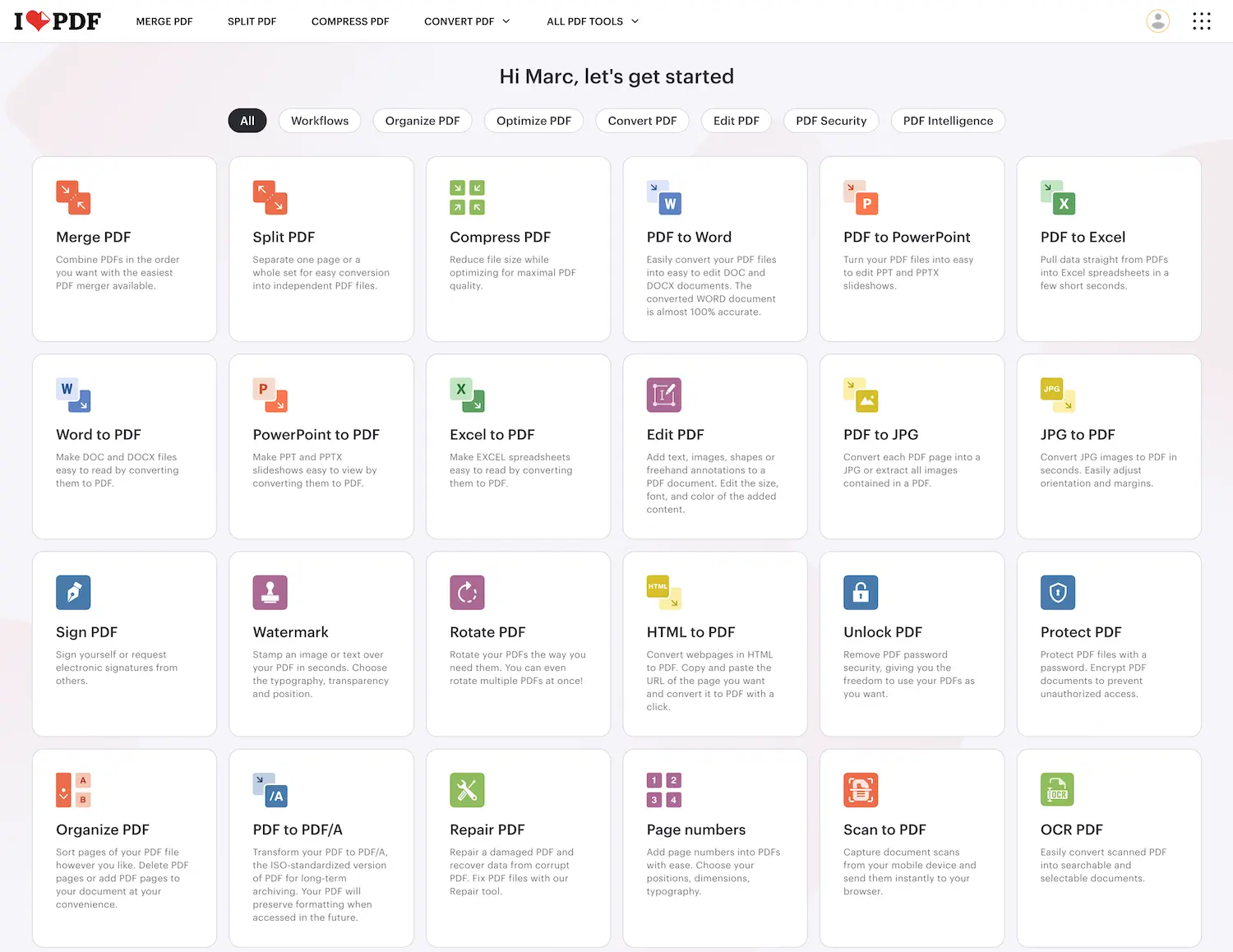 All the things you can do with iLovePDF